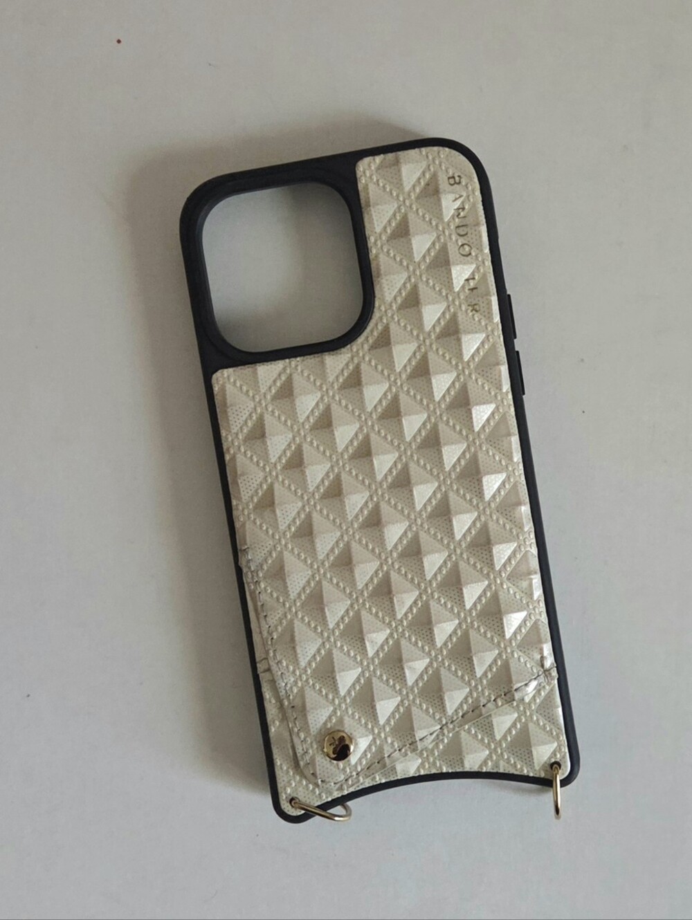 Bandolier Sheila Cream Pyramid Embossed Crossbody Phone Case iPhone 15 Pro Max